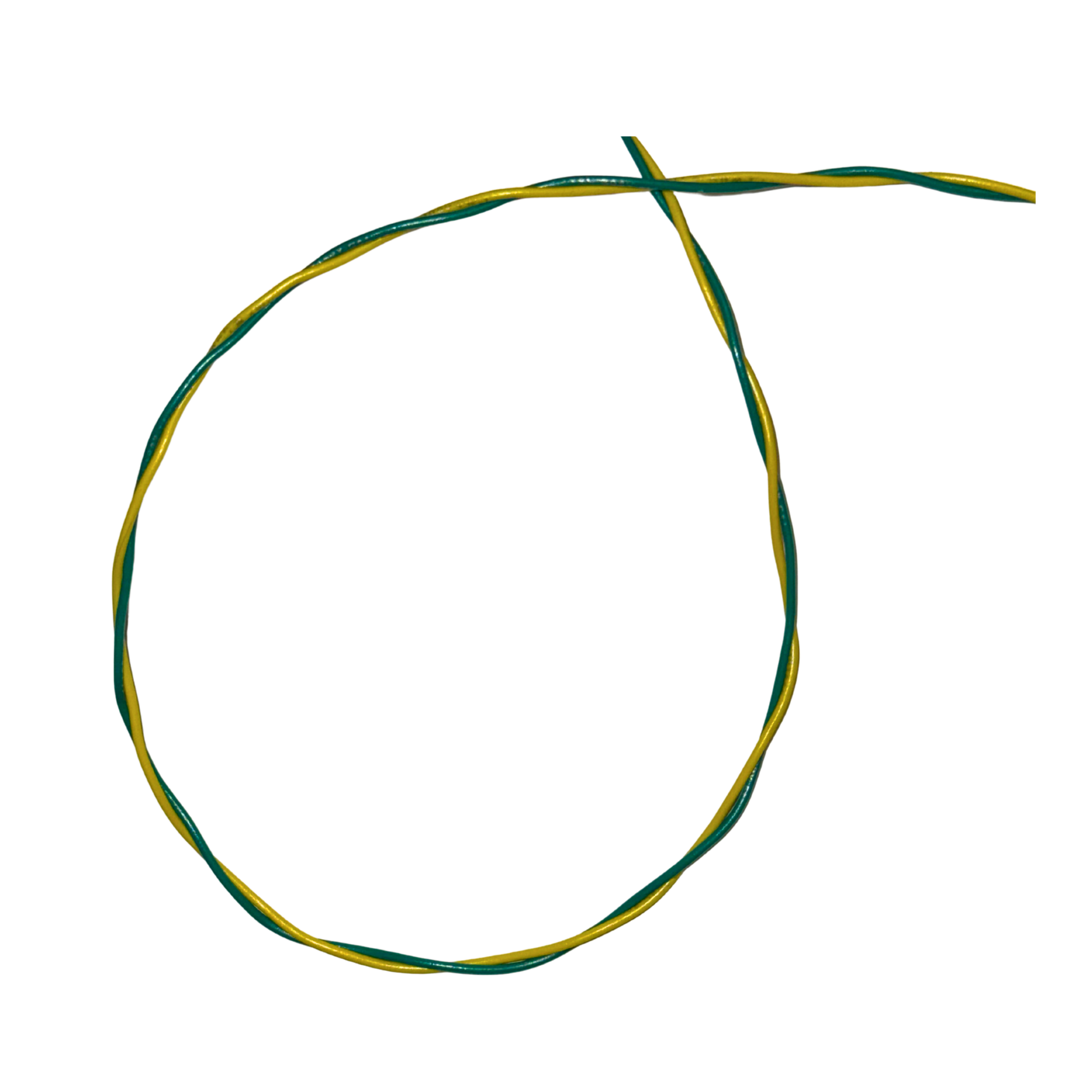 Coiled green and yellow cable for robotics CAN