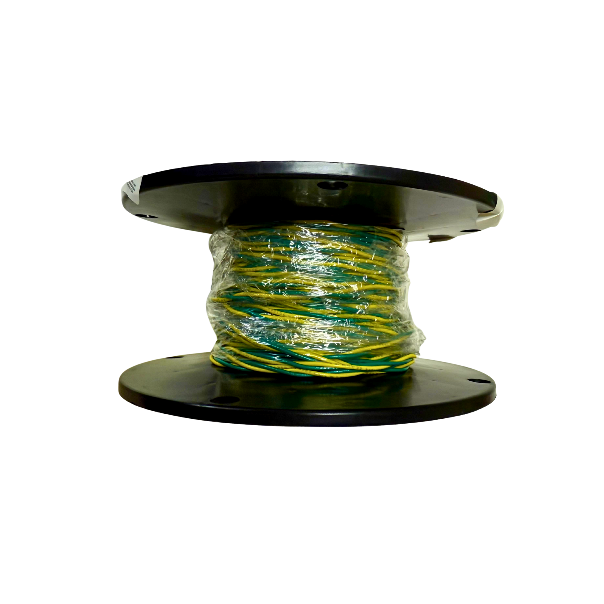 green and yellow CAN bus cable spool