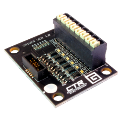 CTR Electronics Gadgeteer has six 5A peak low-side outputs for HERO. Controls solenoids, motors, LED strips. Features LED indicators and push-in terminals for robotics and automation