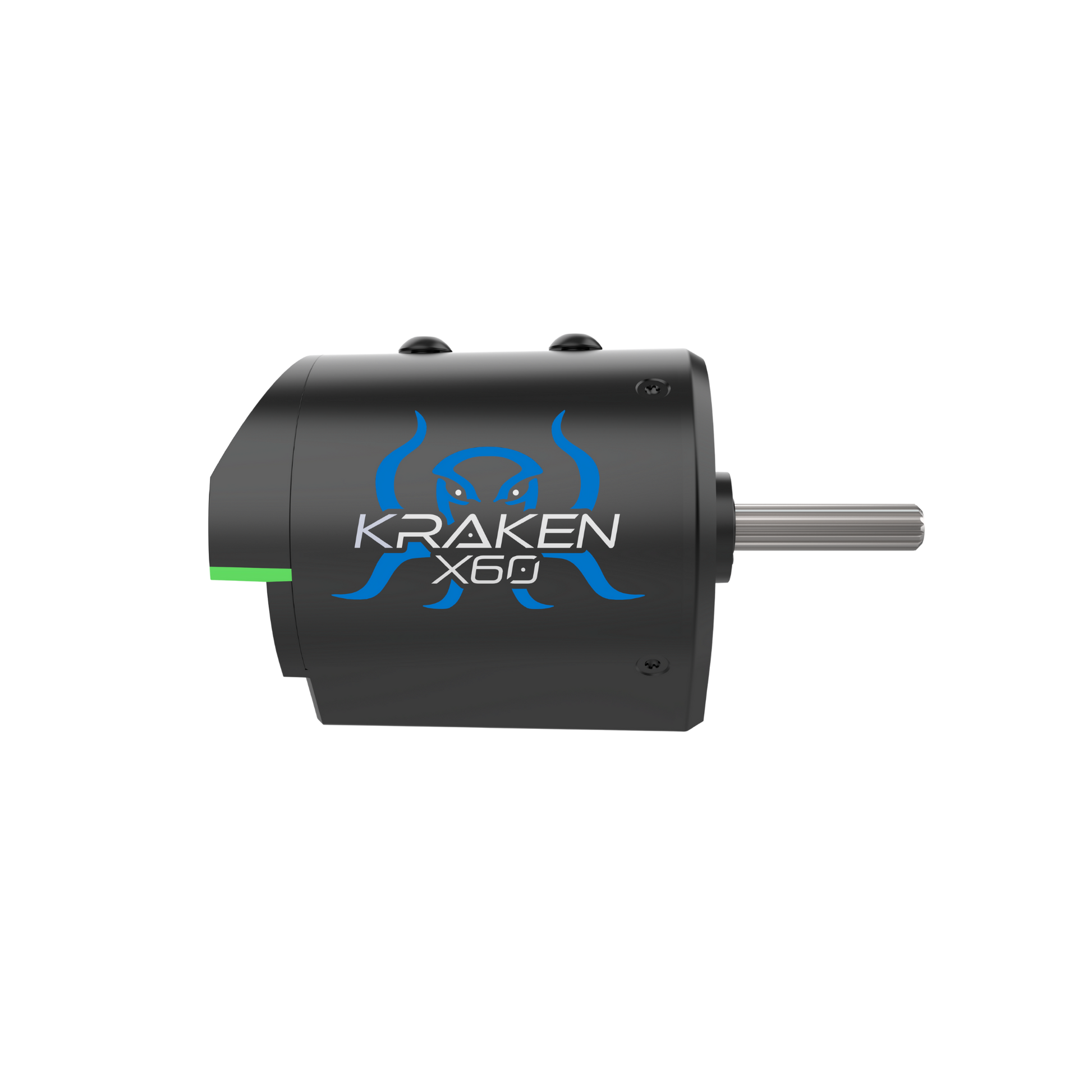 side view of robotic Kraken X60 brushless motor for FRC robot powered by Talon FX