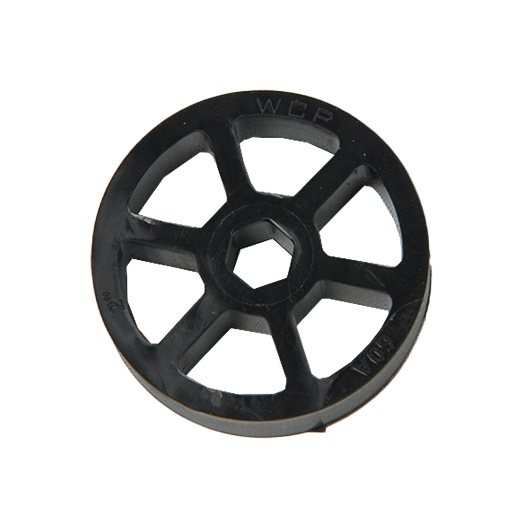 Black straight flex wheel 2" OD x 1/2" Wide Straight Flex Wheel (1/2" Hex Stretch, 60A)
