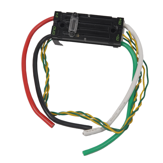 Electrical wiring for encoder breaker board with colored wires on a white background
