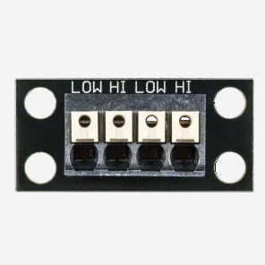 Electrical connector with 'LOW HI' labels on a white background