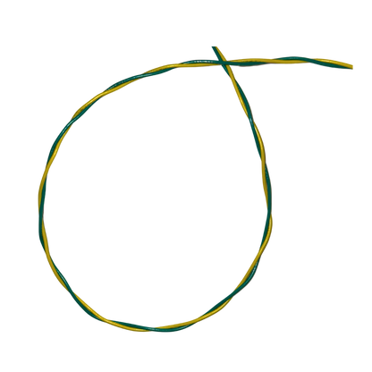 Coiled green and yellow cable for robotics CAN