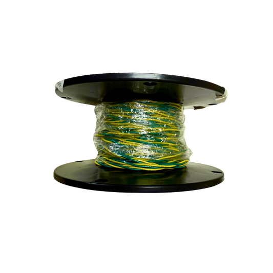 green and yellow CAN bus cable spool