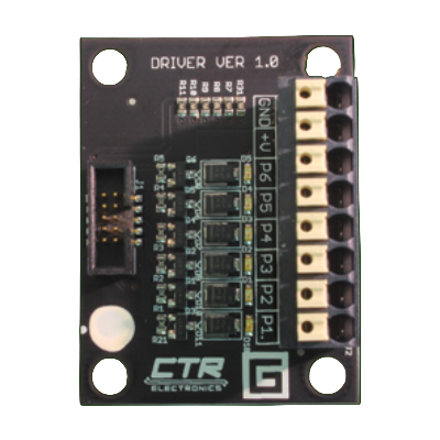 CTR Electronics Gadgeteer for robotics has six 5A peak low-side outputs for HERO. Controls solenoids, motors, LED strips. Features LED indicators and push-in terminals.