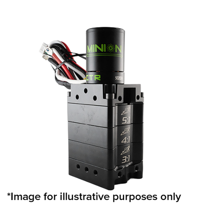 WCP Planetary Gearbox with a 5:1 4:1 and 3:1 Gearbox attached to a minion