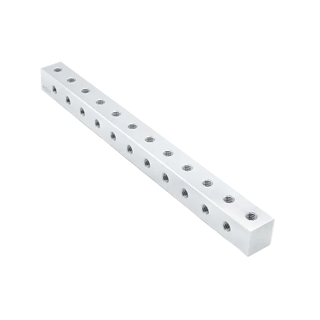 6" L x 0.5" x 0.5" Aluminum Nutstrip (#10-32, 0.500" Spacing)