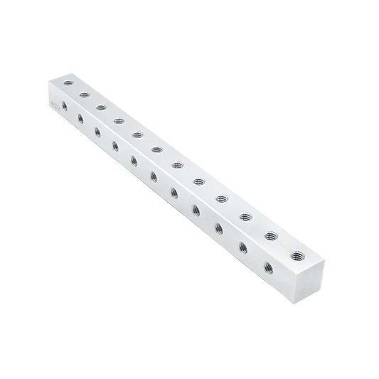 6" L x 0.5" x 0.5" Aluminum Nutstrip (#10-32, 0.500" Spacing)