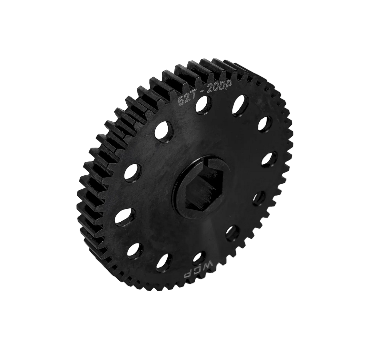 WCP 52T Pocketed Steel Spur Gear with MotionX (20 DP, 1/2" Hex Bore) for flexible gear ratio options