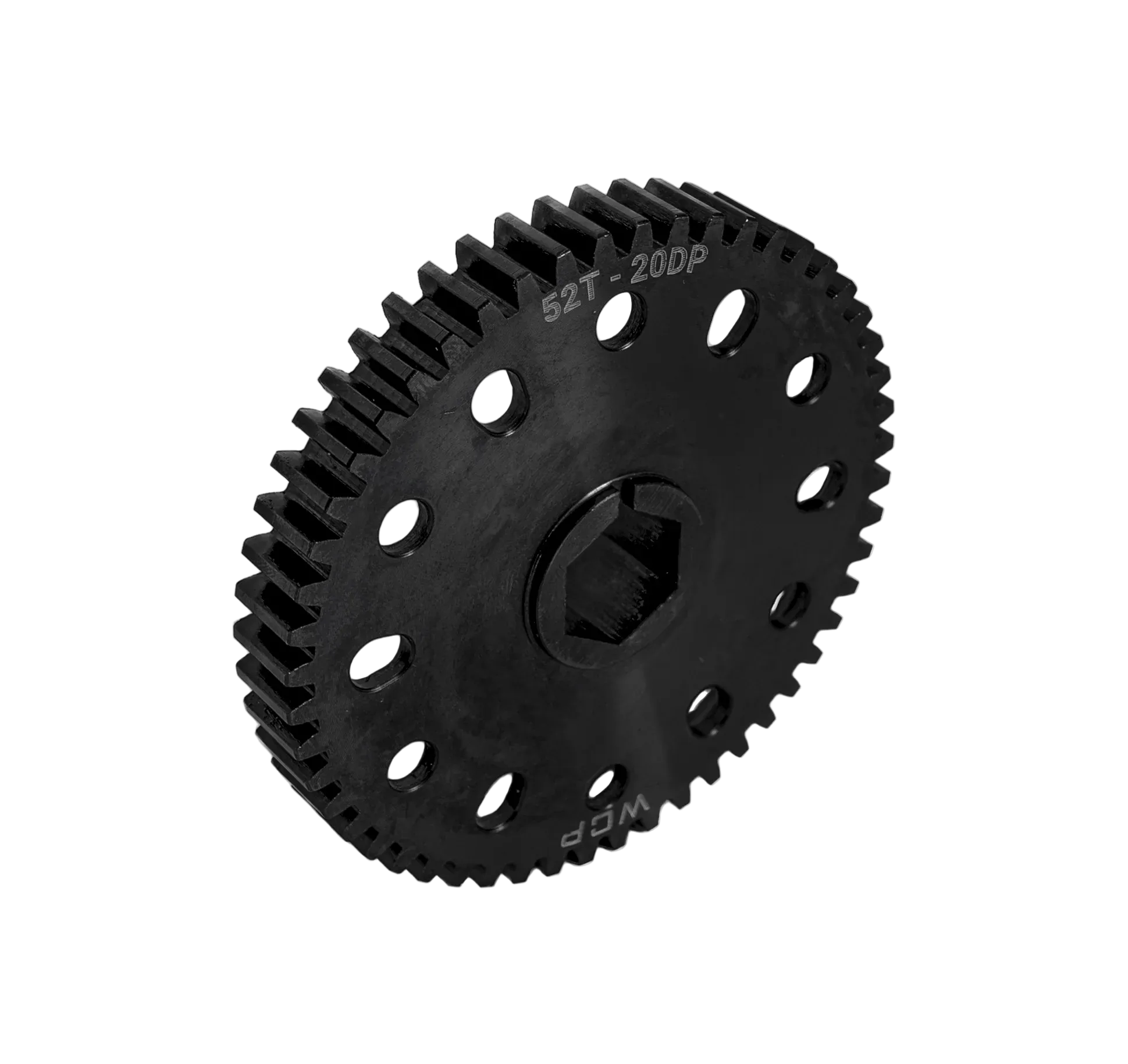 WCP 52T Pocketed Steel Spur Gear with MotionX (20 DP, 1/2" Hex Bore) for flexible gear ratio options