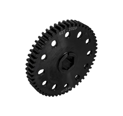 WCP 52T Pocketed Steel Spur Gear with MotionX (20 DP, 1/2" Hex Bore) for flexible gear ratio options