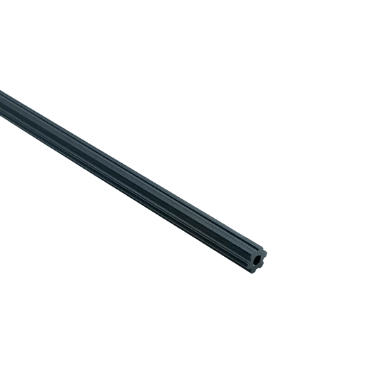 A black metal light fixture component with a hexagonal shape.