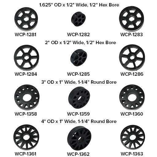 WCP Straight Flex Wheels- Durable, High-Traction Compliant Wheels stock options
